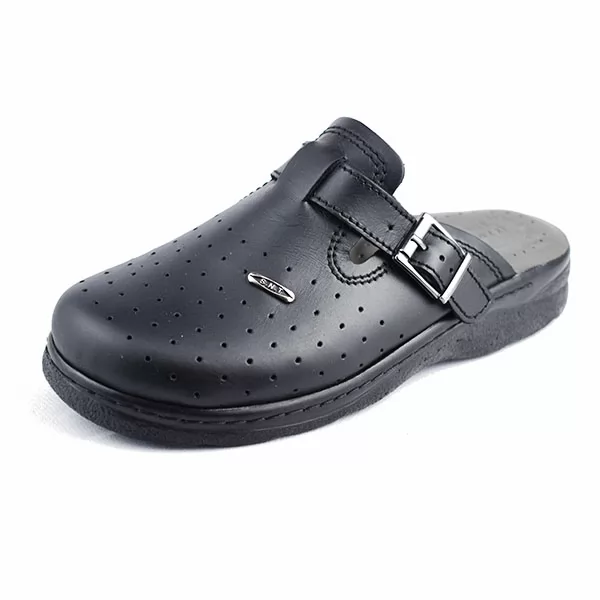 Sabot medicale pour femme 150 noir cuir ...........................   sandale médicale femme confortable Maroc